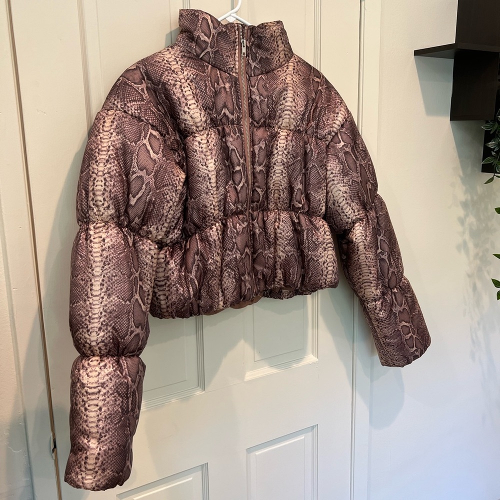 plt snake print puffer jacket